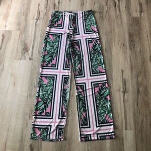 PrettyLittleThing Pink and Green Geometric Leaf Pants